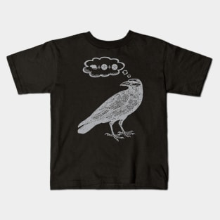 Raven Thinking of Food - Wingspan Bird Board Game (Gray) Kids T-Shirt